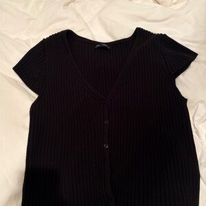 GAP Black Ribbed Button-Down Shirt